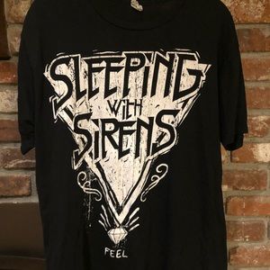 Large band tee sleeping with sirens black and white